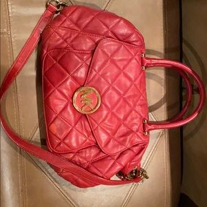 MK red used handbag with receipt
